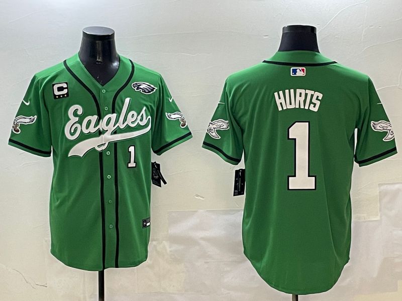 Men Philadelphia Eagles #1 Hurts Green three generations Jointly Name 2025 Nike Limited NFL Jersey style 13